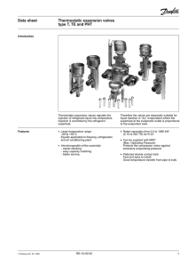 Data sheet Thermostatic expansion valves type T, TE and PHT