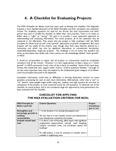 New Community Design Project Evaluation Checklist