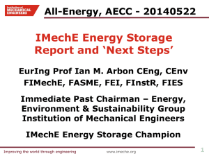 IMechE Energy Storage Report and `Next Steps`