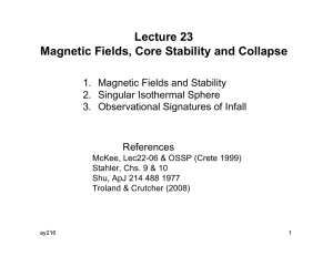 Lecture 23 Magnetic Fields, Core Stability and Collapse