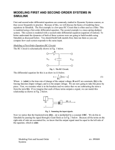 Modeling First and Second Order Systems