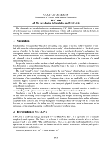 1 Simulation 2 Introduction to SIMULINK