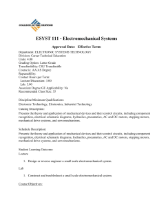 ESYST 111 - Electromechanical Systems