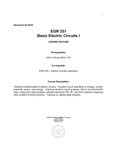 EGR 251 Basic Electric Circuits I