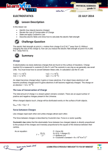 ELECTROSTATICS 22 JULY 2014 Lesson