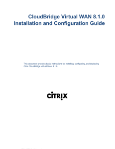 CloudBridge Virtual WAN 8.1.0 Installation and Configuration Guide