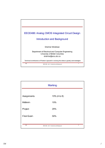 Analog CMOS Integrated Circuit Design Introduction and