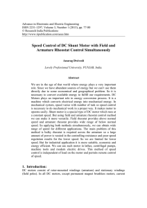 Speed Control of DC Shunt Motor with Field and Armature Rheostat