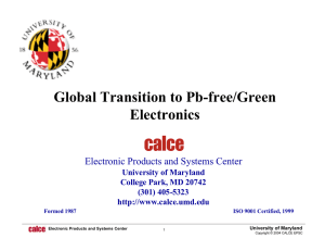 Global Transition to Pb-free/Green Electronics