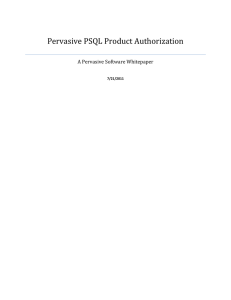Pervasive PSQL Product Authorization
