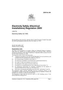 Electricity Safety (Electrical Installations