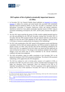 2015 Update of List of Global Systemically Important Insurers (G
