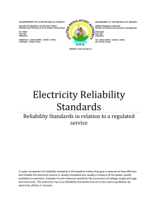 Electricity Reliability Standards - Utilities Regulatory Authority (URA)
