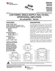 Low Power, Single-Supply, Rail-To