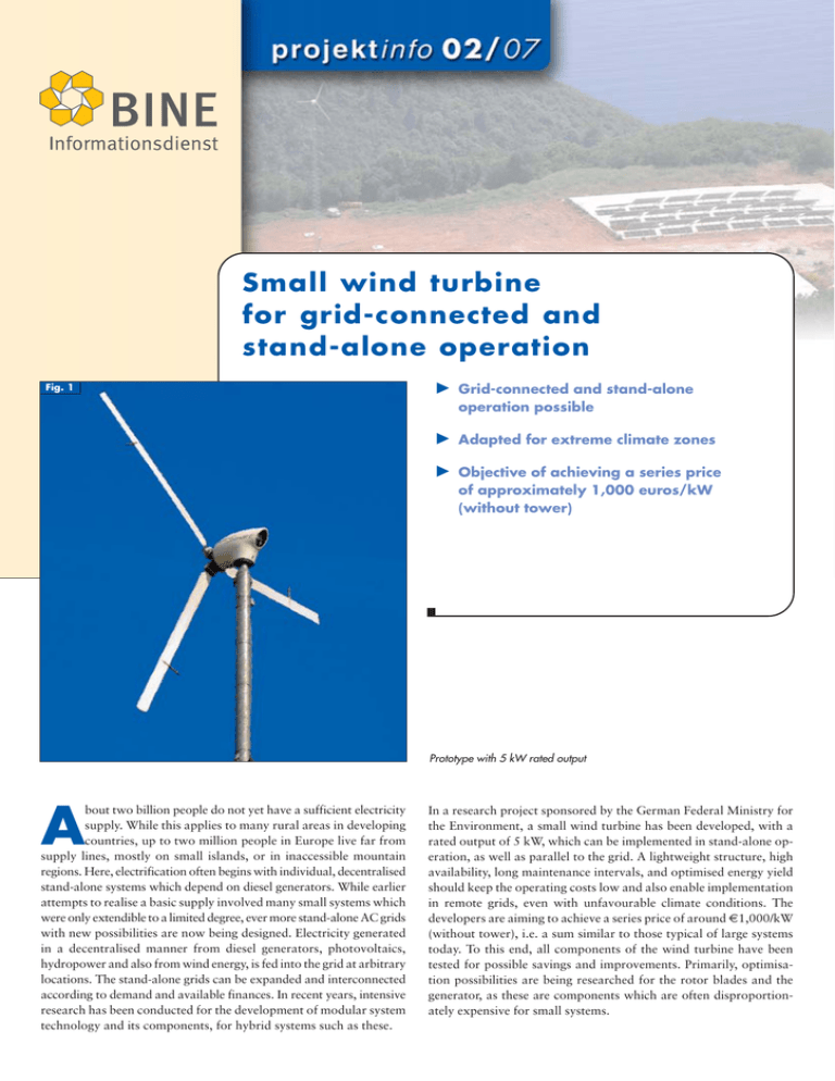 Small wind turbine for gridconnected and stand