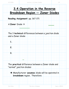 3.4 Operation in the Reverse Breakdown Region — Zener Diodes