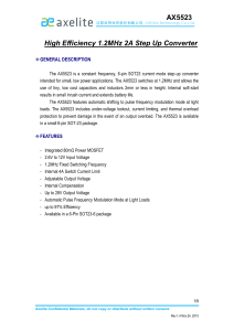 AX5523 High Efficiency 1.2MHz 2A Step Up Converter