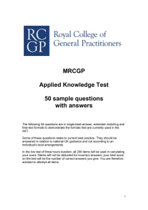 MRCGP Applied Knowledge Test 50 sample questions with answers