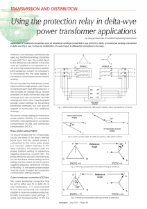 Using the protection relay in delta-wye power transformer applications