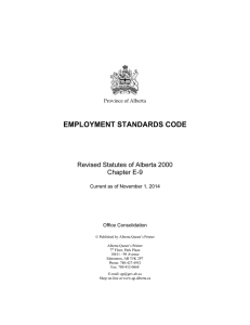 Employment Standards Code