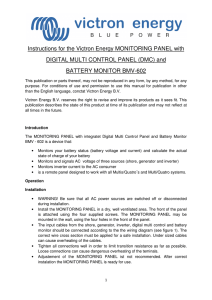 Instructions for the Victron Energy MONITORING PANEL with