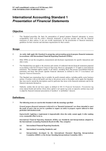 International Accounting Standard 1 Presentation of Financial