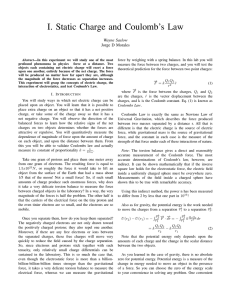 I. Static Charge and Coulomb`s Law