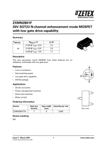 ZXMN2B01F 20V SOT23 N-channel enhancement mode MOSFET