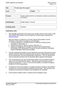 NZQA registered unit standard 6402 version 8 Page 1 of 3 Title