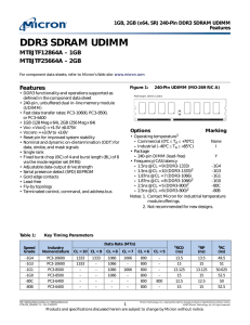DDR3 SDRAM UDIMM 240-Pin, 1GB, 2GB (x64, SR) Data - Digi-Key