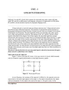 UNIT – I LINEAR WAVESHAPING