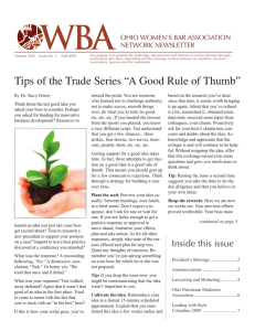 Tips of the Trade Series “A Good Rule of Thumb”