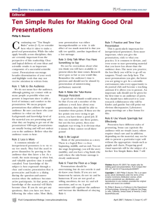 Ten Simple Rules for Making Good Oral Presentations