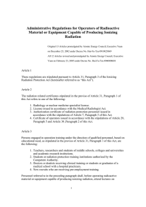 Administrative Regulations for Operators of Radioactive Material or