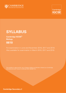 IGCSE Biology Syllabus 2016-2018