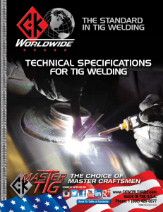 technical specifications for tig welding