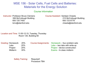 MSE 156 - Solar Cells, Fuel Cells and Batteries: Materials for the