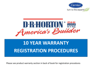 10 year warranty registertration procedures