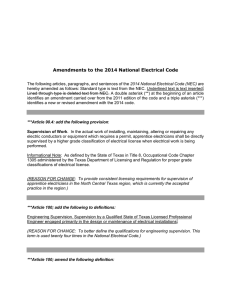 Amendments to the 2014 National Electrical Code