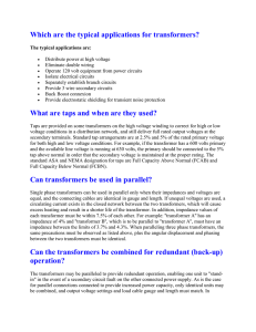 Which are the typical applications for transformers? What are taps