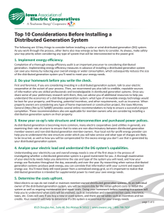 Top 10 Considerations Before Installing a Distributed Generation