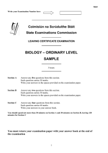 LC Biology - sample Ordinary level paper