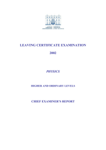 Physics - Higher and Ordinary Level 2002 Leaving Certificate