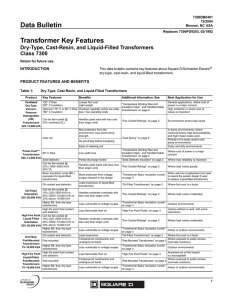 Data Bulletin Transformer Key Features