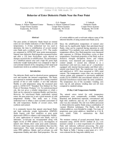 Behavior of Ester Dielectric Fluids Near the Pour Point