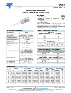 510DX Aluminum Capacitors +125 °C, Miniature, Radial Lead
