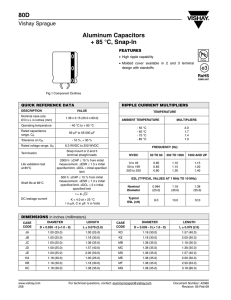 80D Aluminum Capacitors + 85 °C, Snap-In