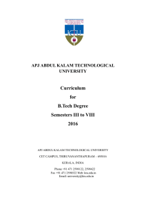 Curriculum for B.Tech Degree Semesters III to VIII 2016