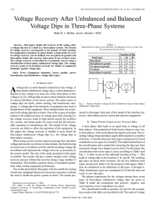 Voltage recovery after unbalanced and balanced voltage dips in