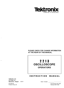 Tektronix 2213 Oscilloscope User Manual